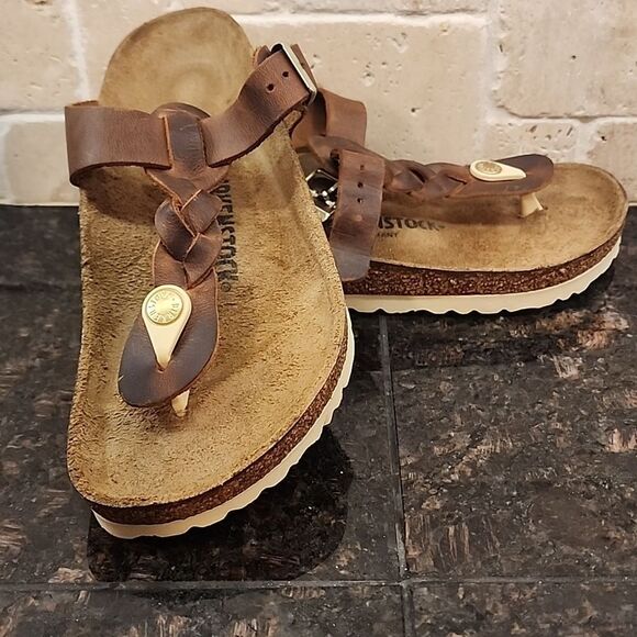 Birkenstock Gizeh Braided Oiled Leather - Cognac SIZE 6-6.5 (37) - Picture 8 of 9